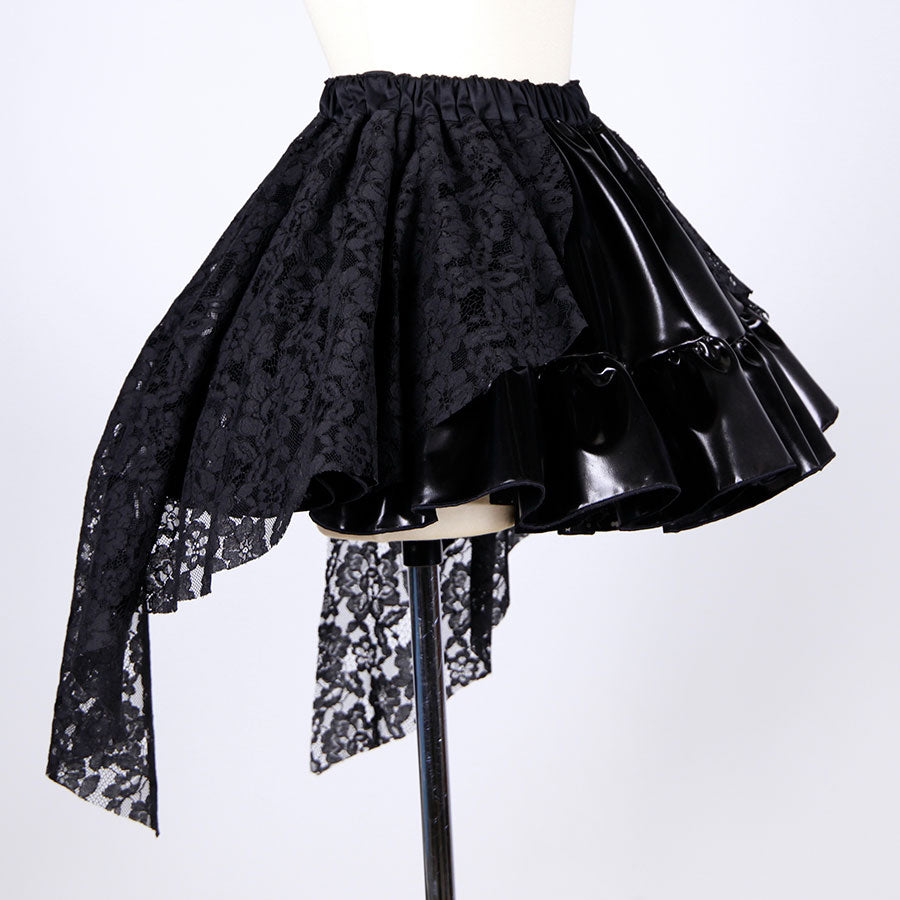 Side Tail Enamel Mini Skirt