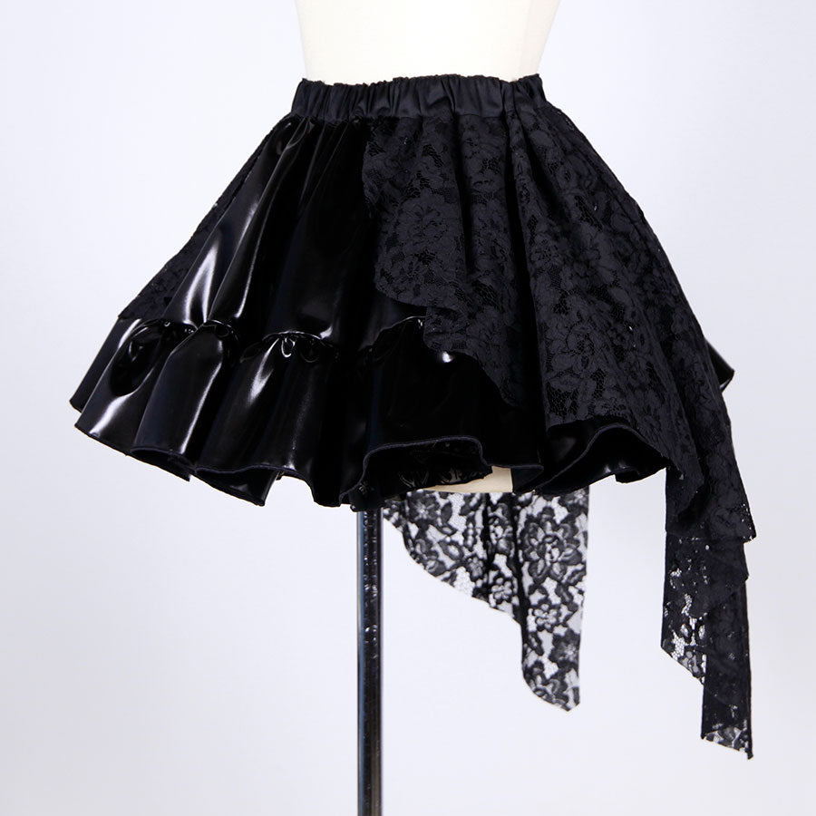Side Tail Enamel Mini Skirt