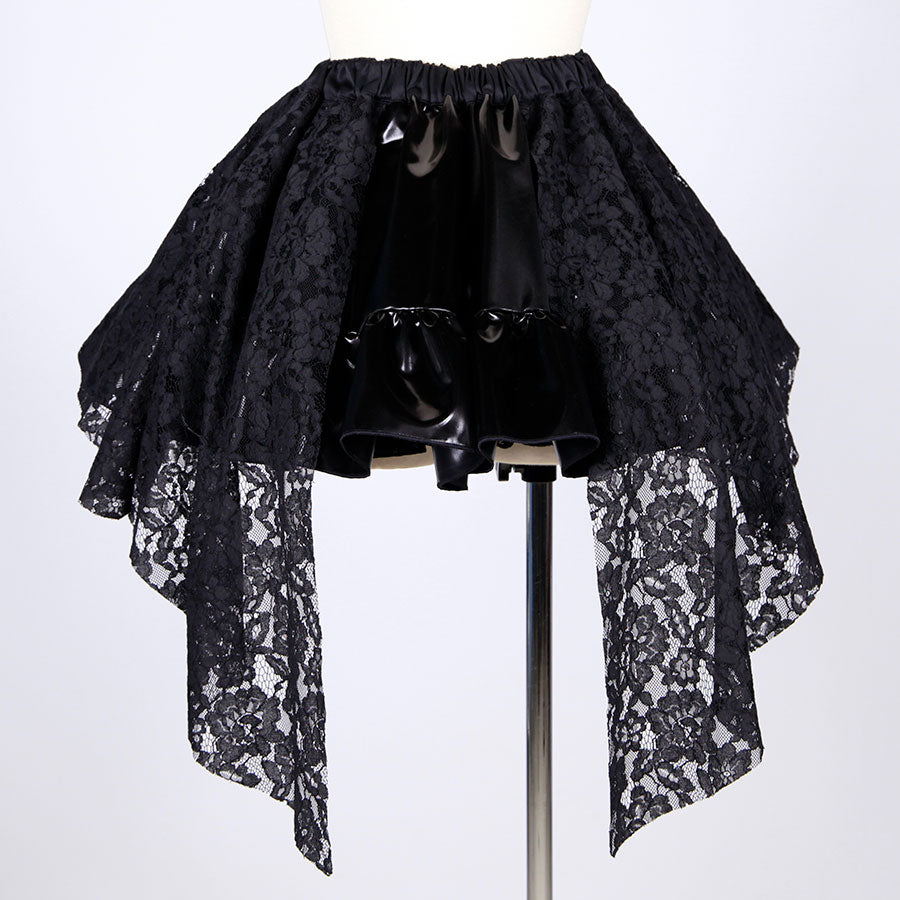 Side Tail Enamel Mini Skirt