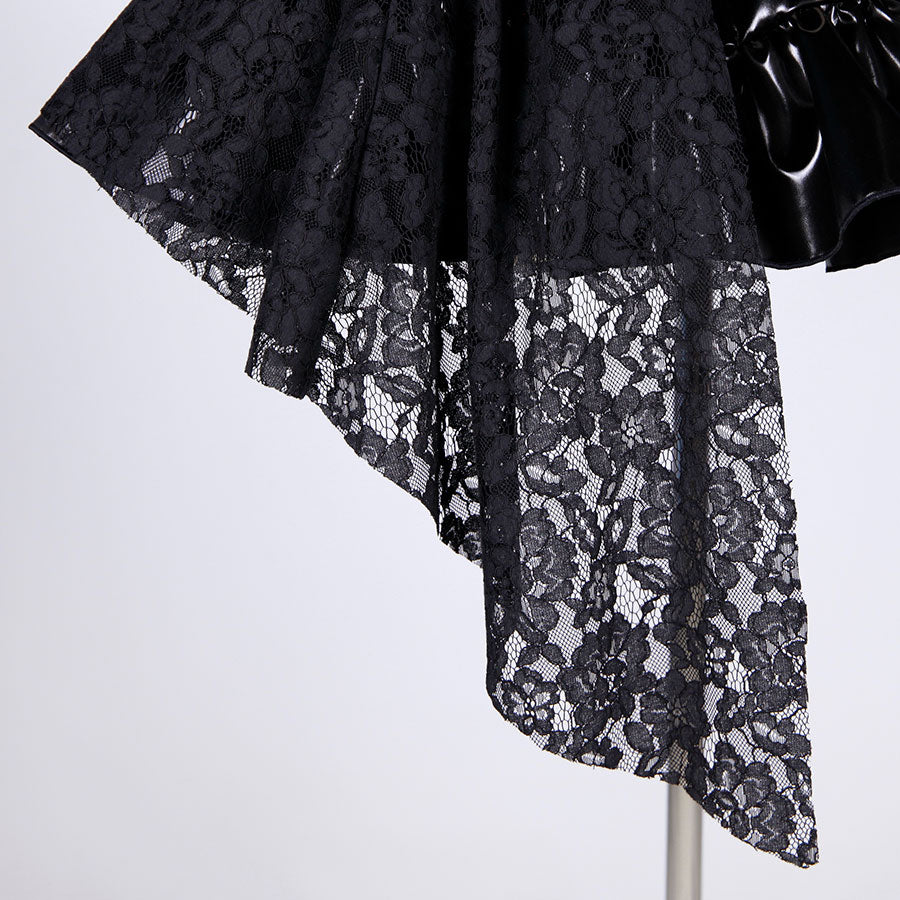 Side Tail Enamel Mini Skirt