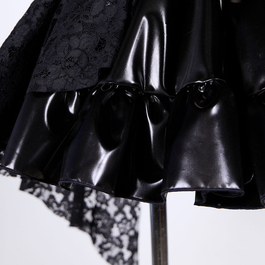 Side Tail Enamel Mini Skirt