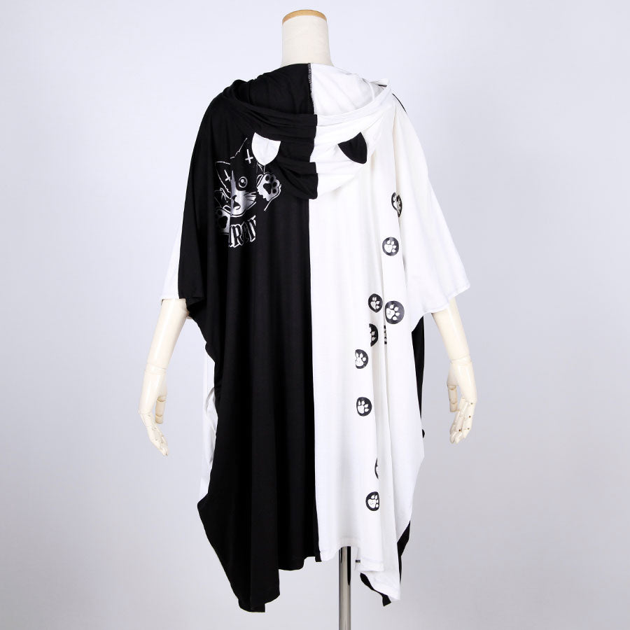 Cat Paw Monochrome Mantle Hoodie