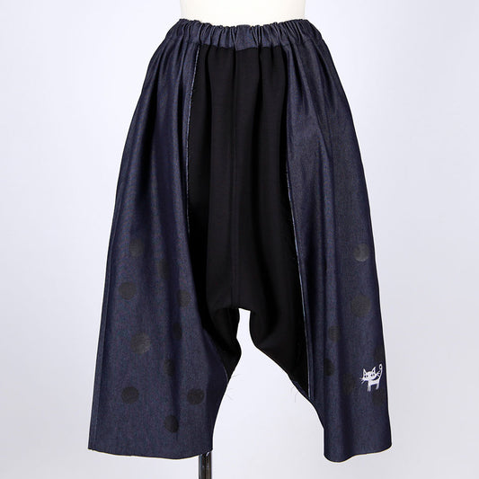 Paw Dot Denim Sarouel Pants