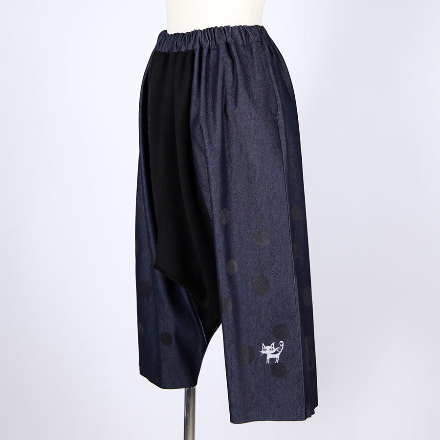 Paw Dot Denim Sarouel Pants