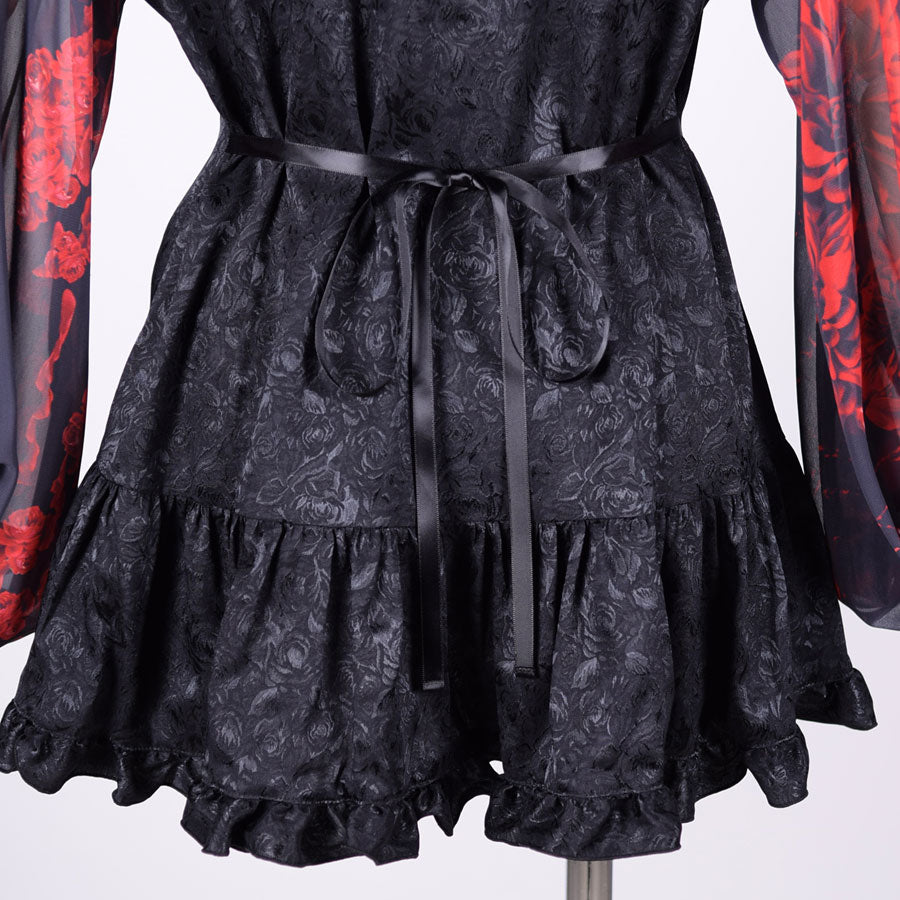 Blood Rose & Dahlia Ruffle Blouse