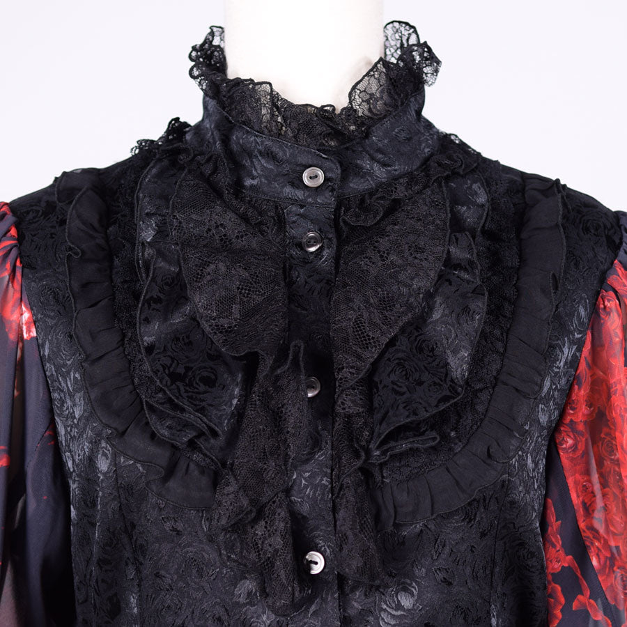 Blood Rose & Dahlia Ruffle Blouse