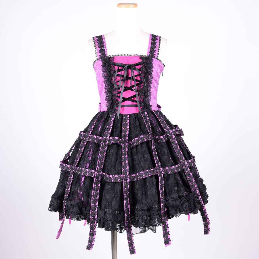 Raspberry Babydoll Birdcage Dress – h.NAOTO WEBSHOP