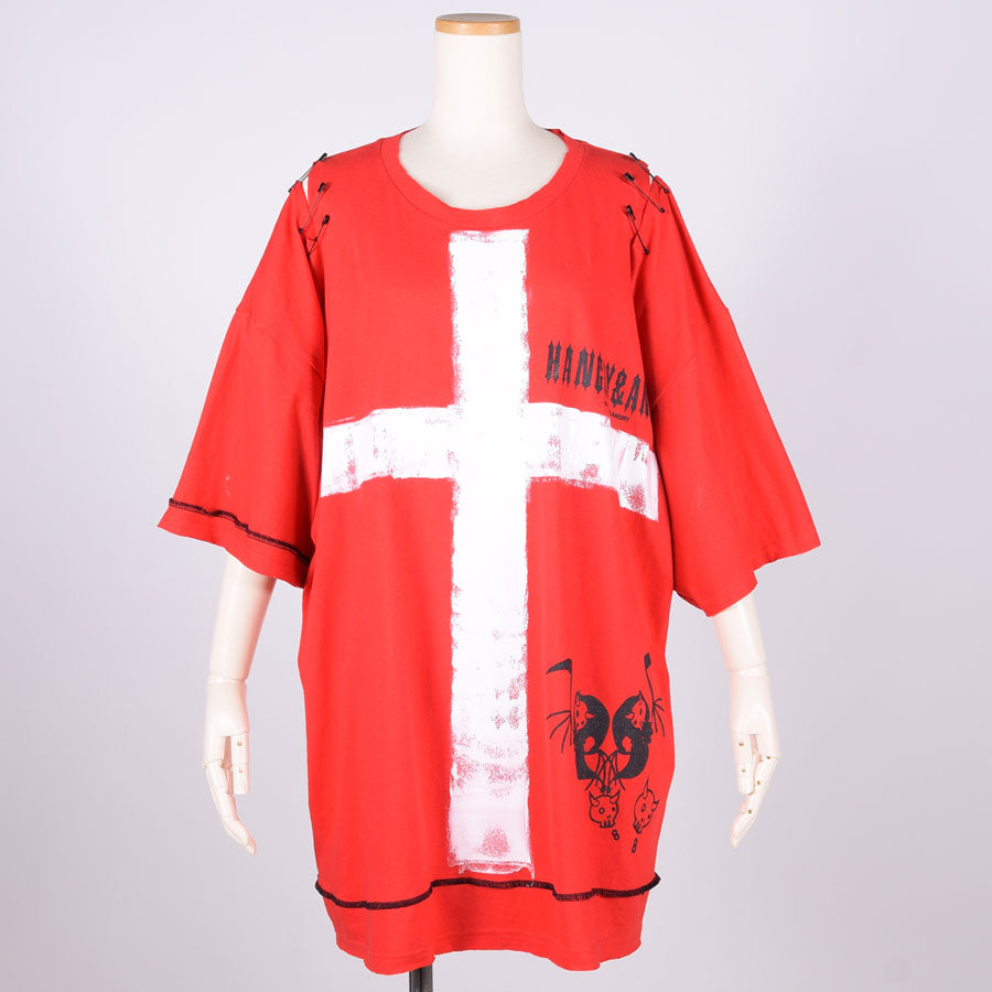 Hand-Drawn Cross Oversize T-SH / RD