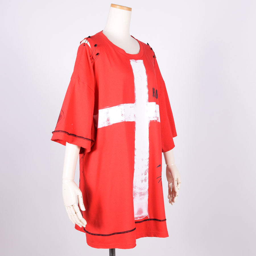 Hand-Drawn Cross Oversize T-SH / RD