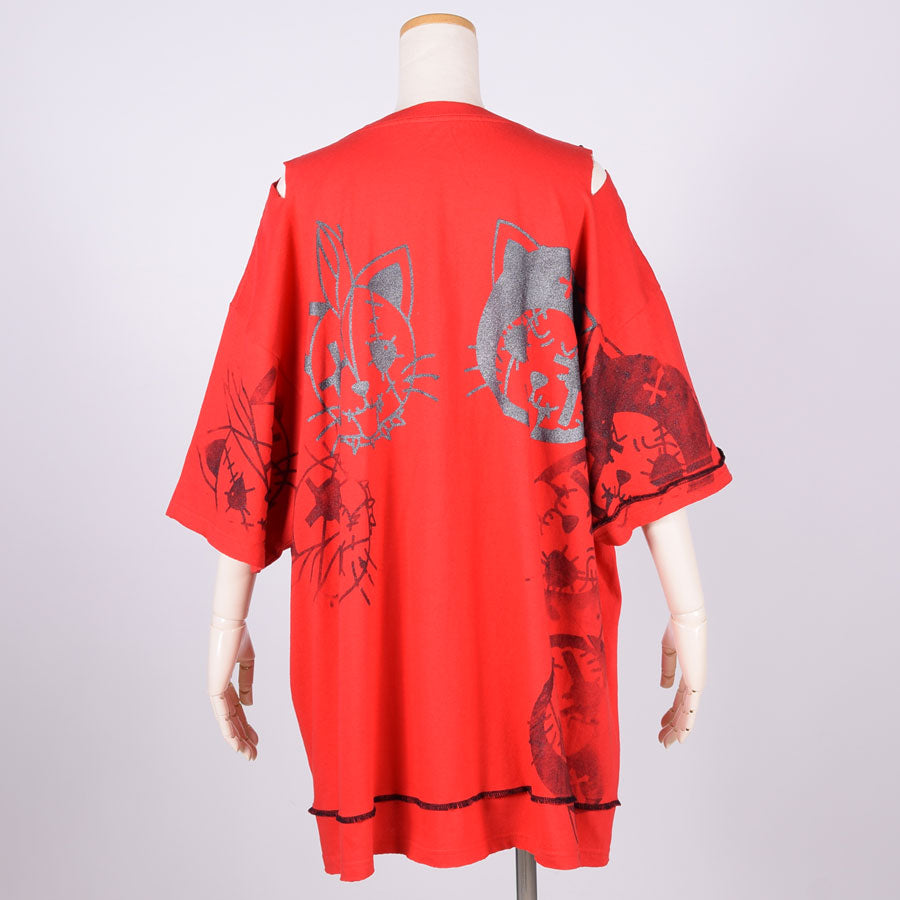 Hand-Drawn Cross Oversize T-SH / RD