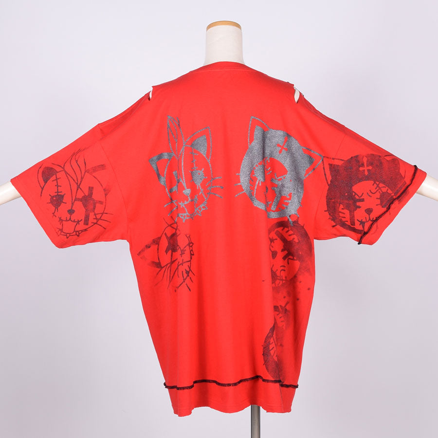 Hand-Drawn Cross Oversize T-SH / RD