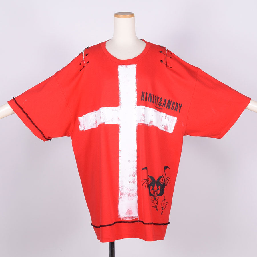 Hand-Drawn Cross Oversize T-SH / RD