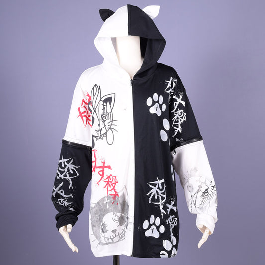 H&A Cat Ear Chaos Hoodie / WH-BK