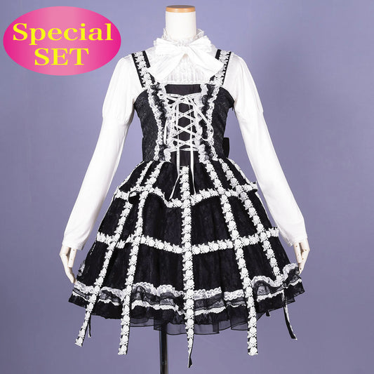 Classical Bird Cage Dress SET / BK-WH