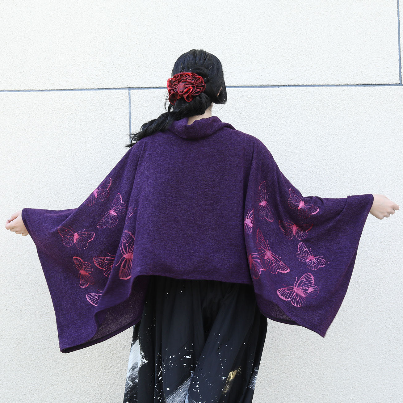 Kimono High Neck Butterfly Knit