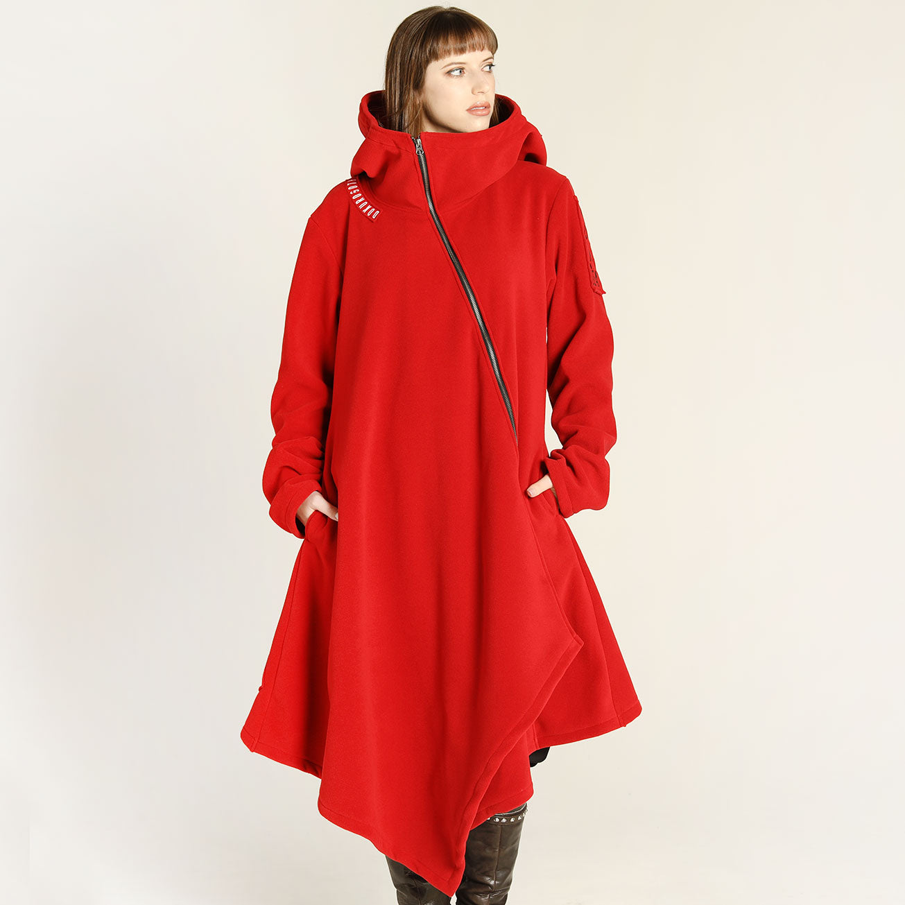 Asymmetric Red Long Hoodie (2 sizes)