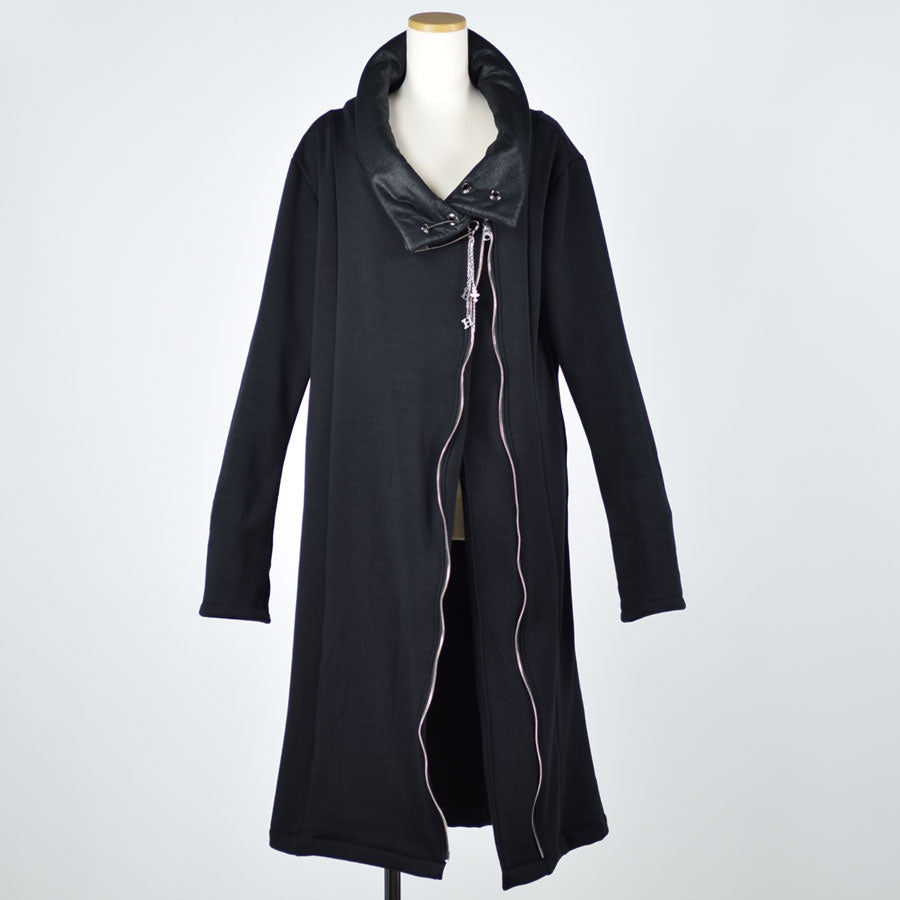 High neck pin long coat