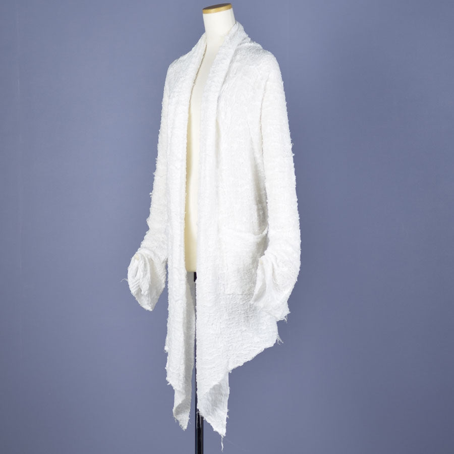 Damage long white cardigan