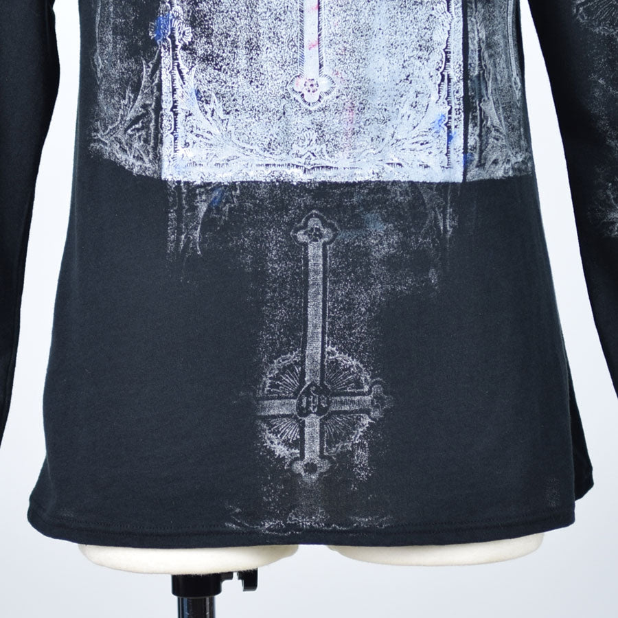 Cross Paint V Neck Long Sleeve T-SH