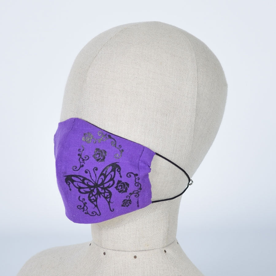 Purple mask wear of butterfly and rose