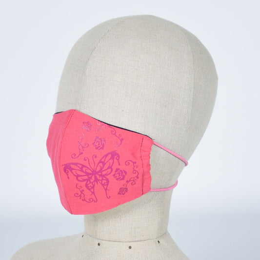 Butterfly & Rose Red Pink Mask Wear / M