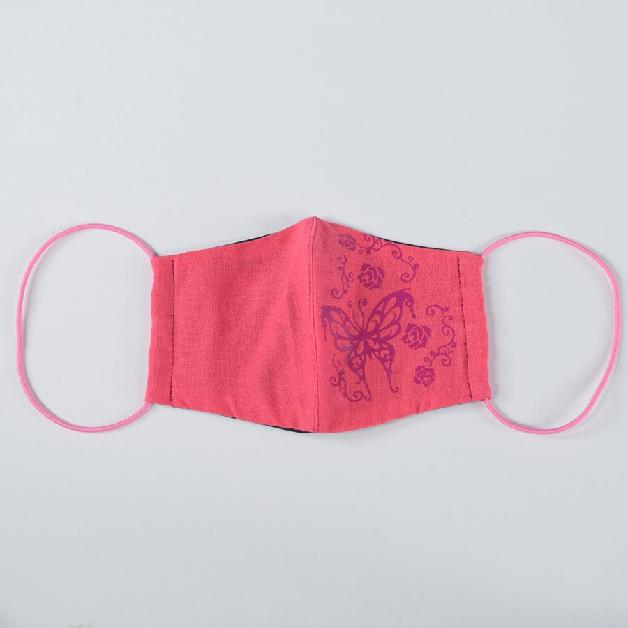 Butterfly & Rose Red Pink Mask Wear / M