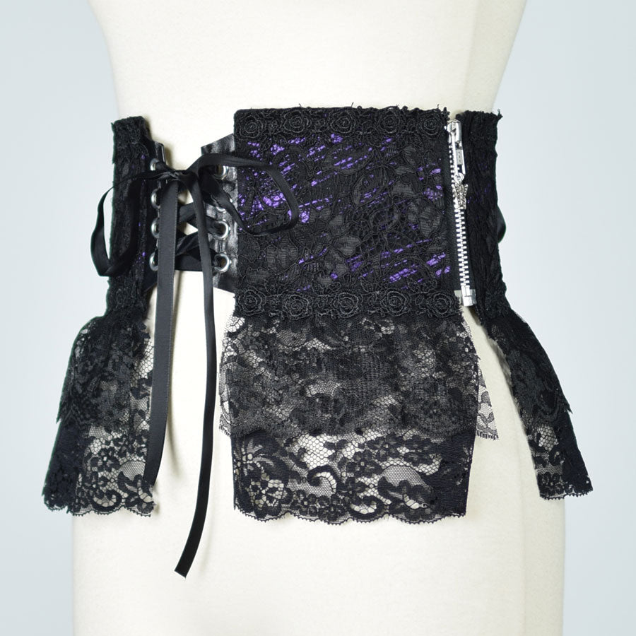 BLACK LACE RUFFLE CORSET