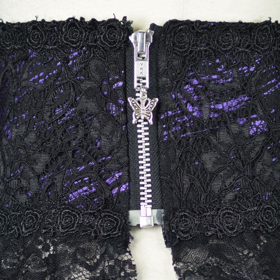 BLACK LACE RUFFLE CORSET