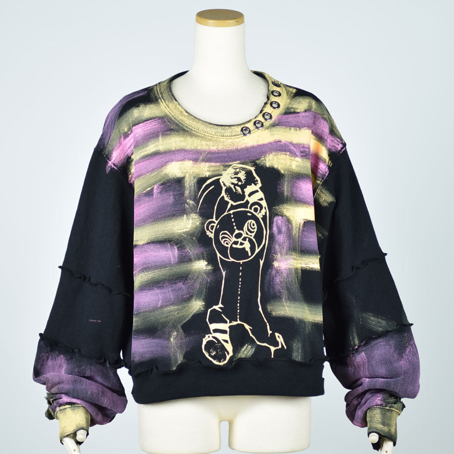 Kumada-san Border Art Paint Sweatshirt