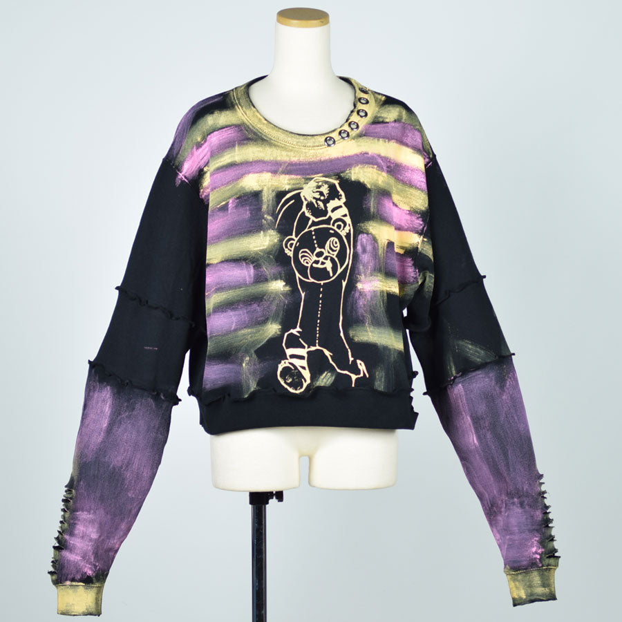 Kumada-san Border Art Paint Sweatshirt