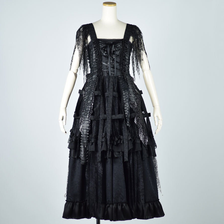 Dragon Scale Bird Cage Long Dress