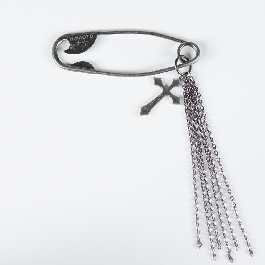 Cross safety pin brooch