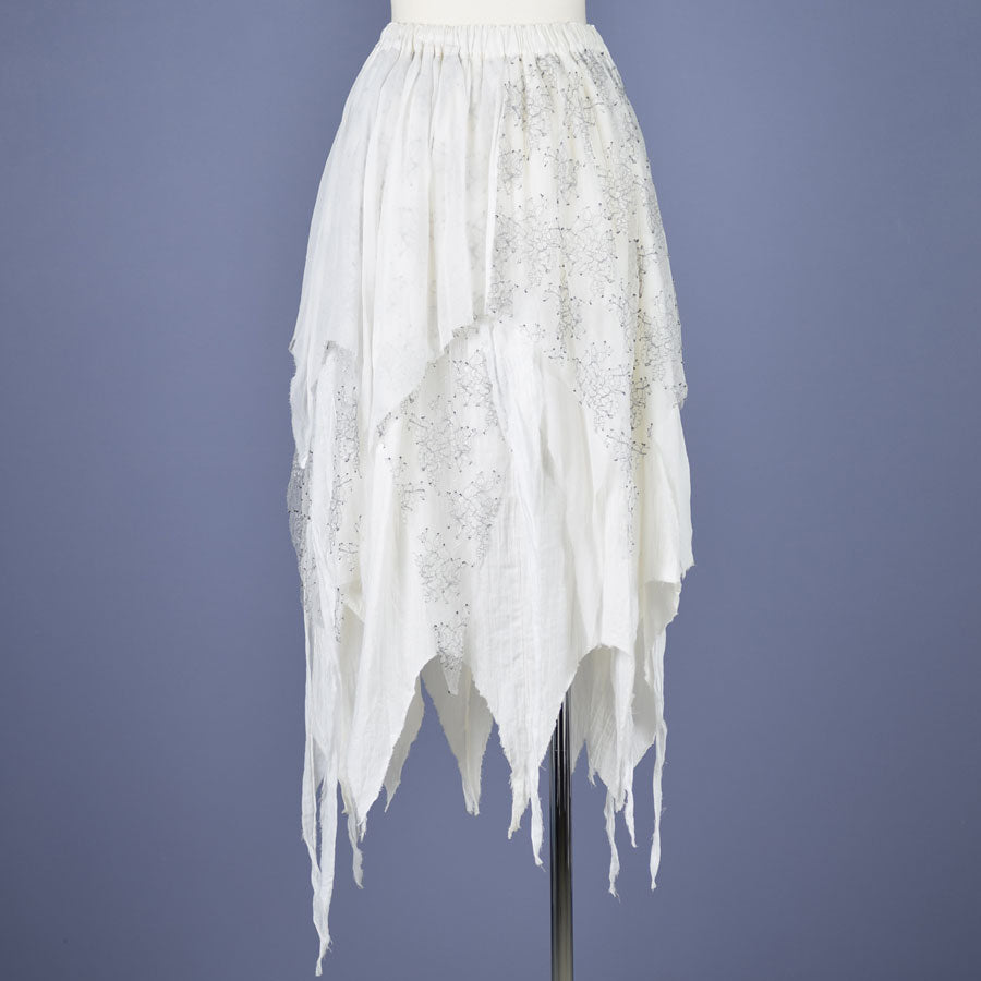 Bone White Gauze & Lace Skirt