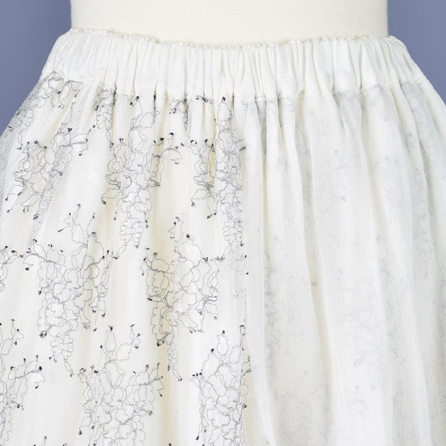 Bone white gauze & lace skirt