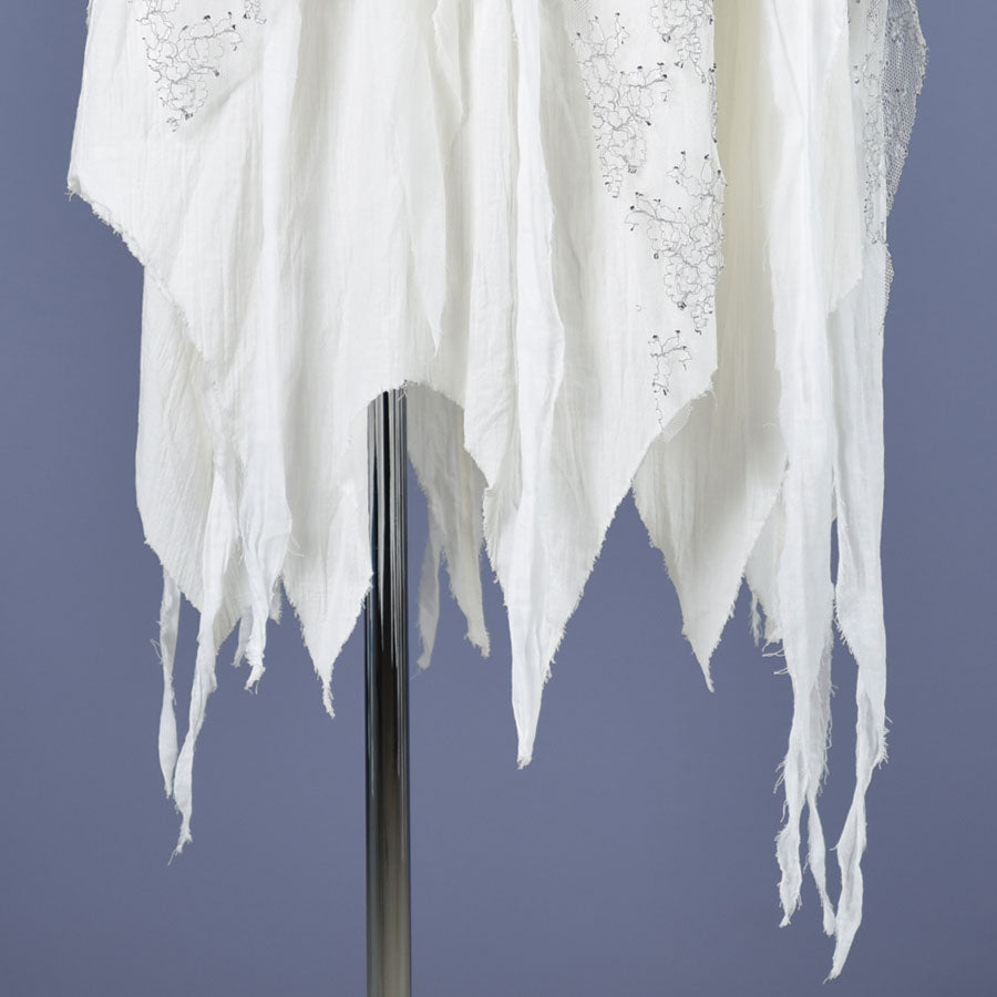 Bone white gauze & lace skirt