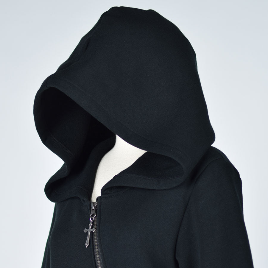 Asymmetric fleece outlet hooded skirted coat