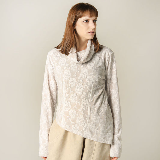 Rose Lace Asymmetry Tops