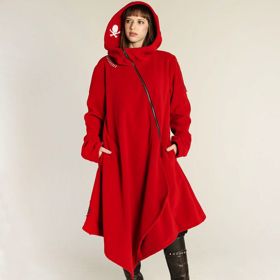 Asymmetric Red Long Hoodie (2 sizes)