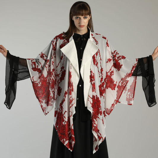 Blood Rose See-Through Kimono