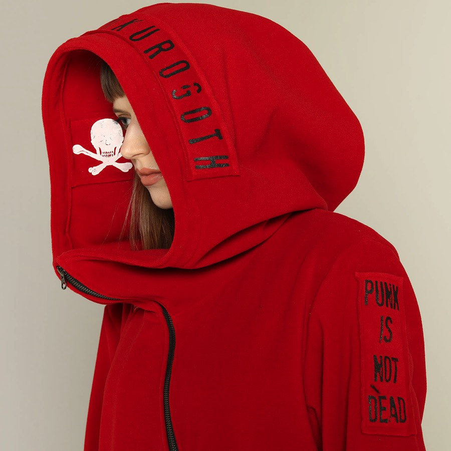 Asymmetric Red Long Hoodie (2 sizes)