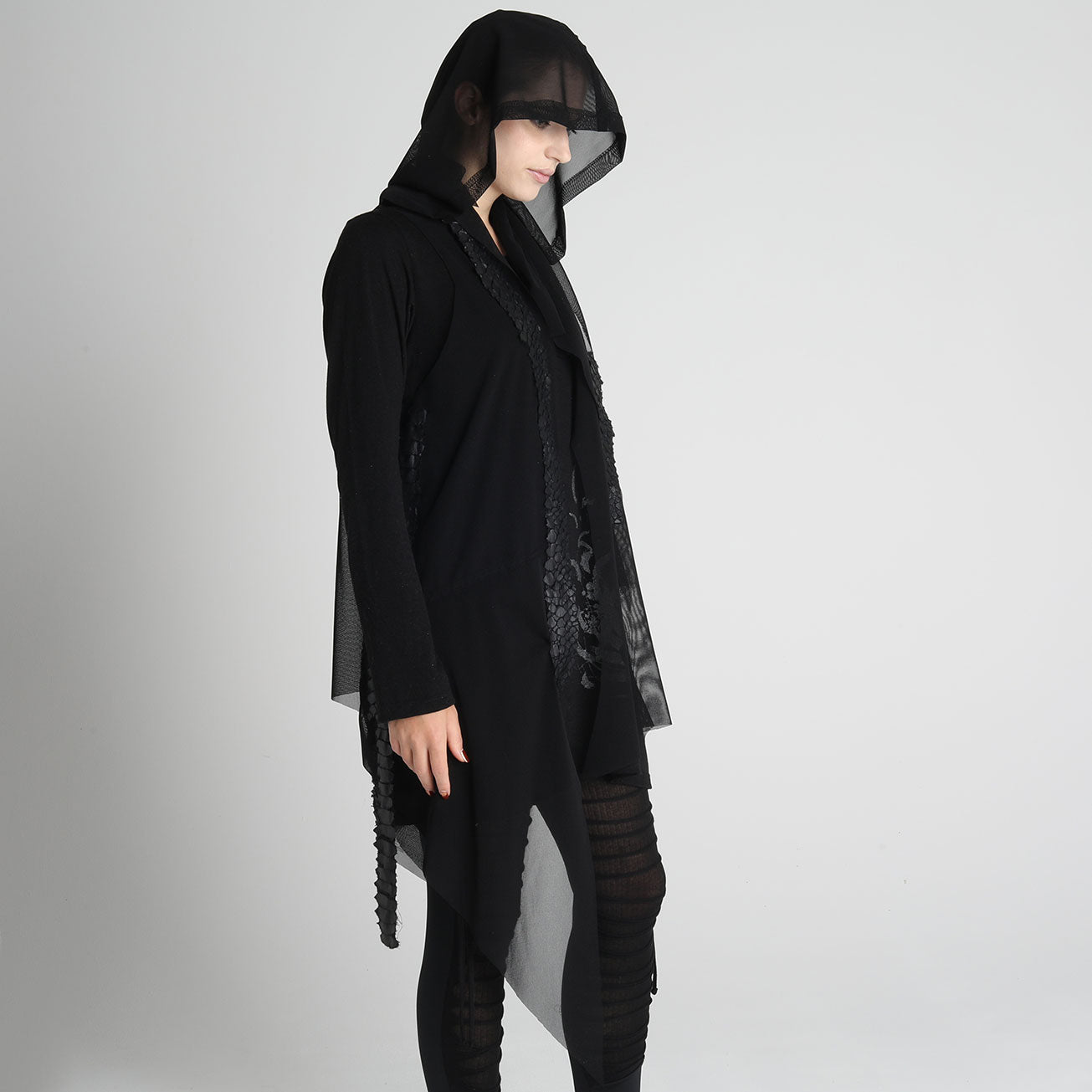 Dragon Leather Angel Wings Mesh Hoody Gilet