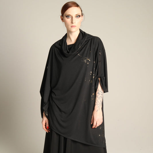Gold splash paint kimono tunic