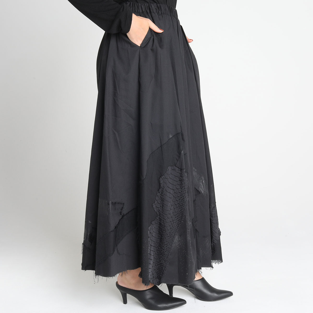 Patchwork maxi wide pants