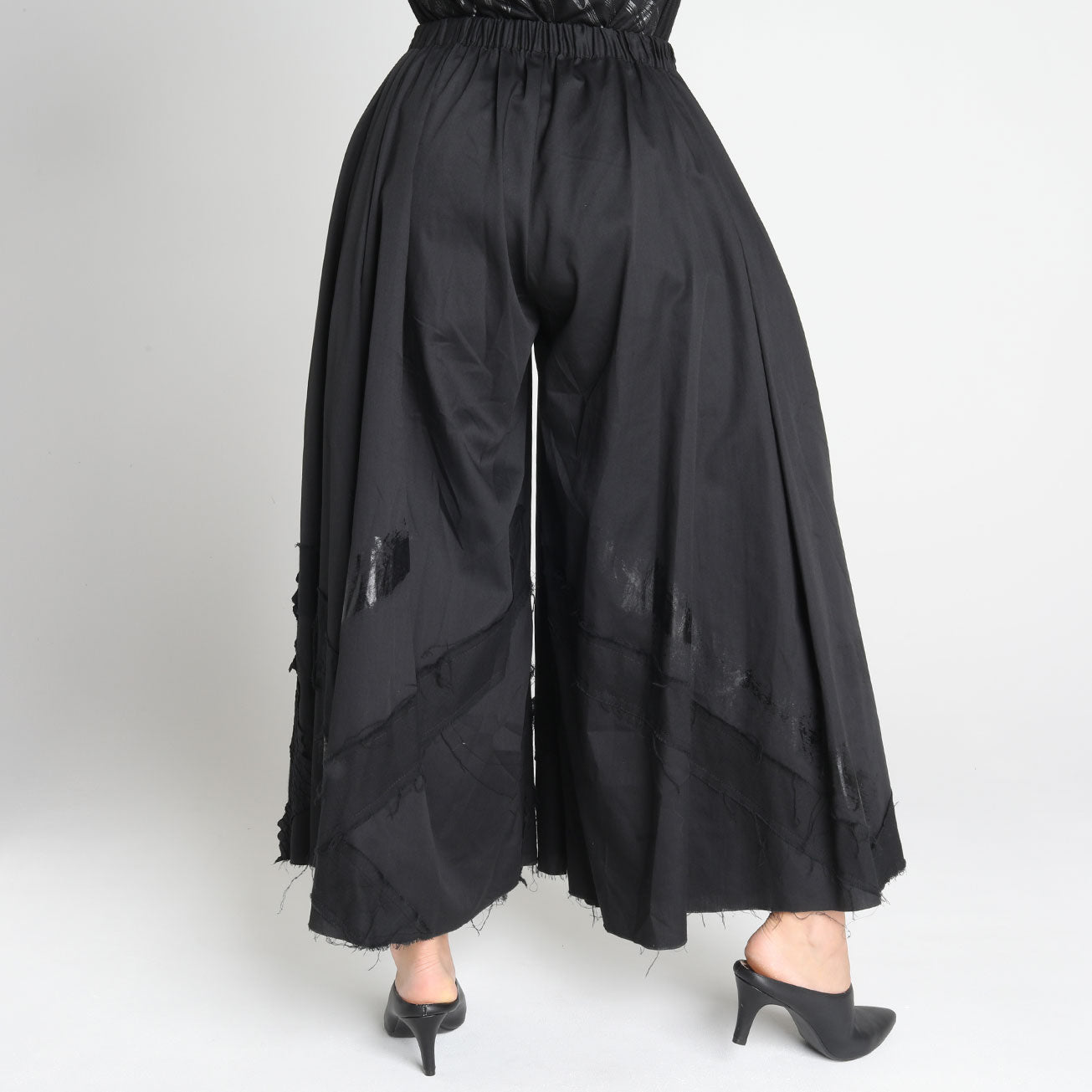 Patchwork maxi wide pants