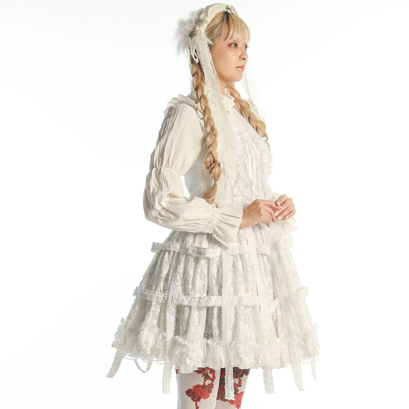 h.NAOTO】White Rose Bird Cage Dress-