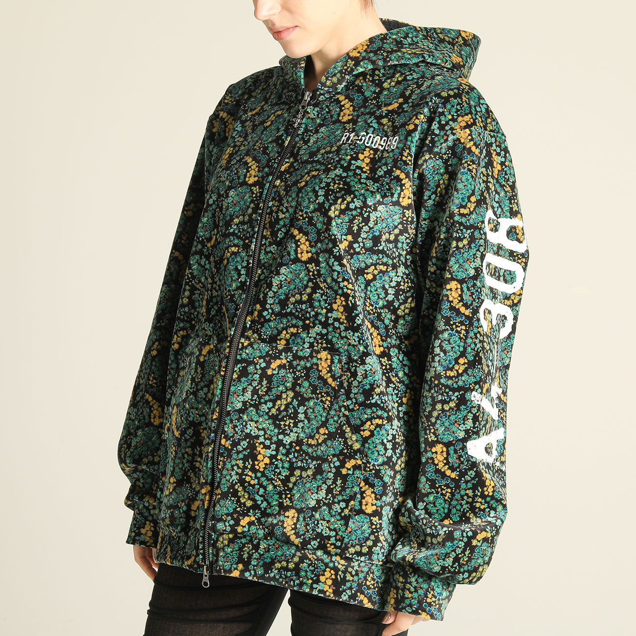 Floral velor hoodie