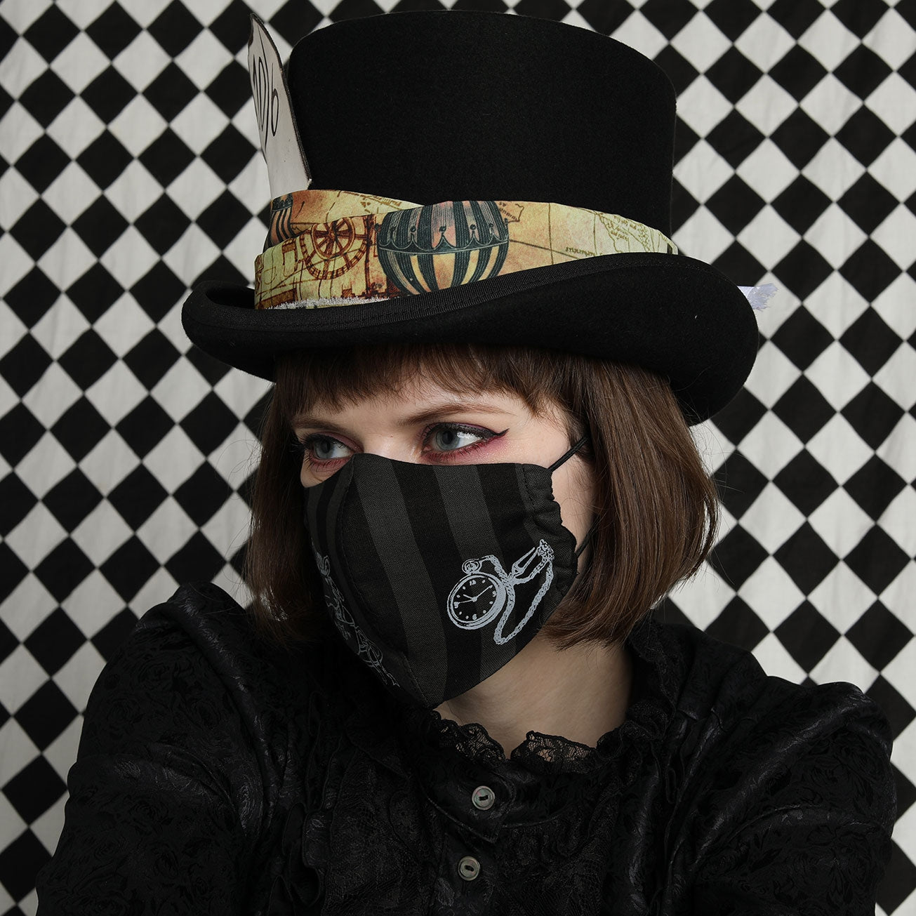 Mad Hatter and Pocket Watch Mask Wear / M