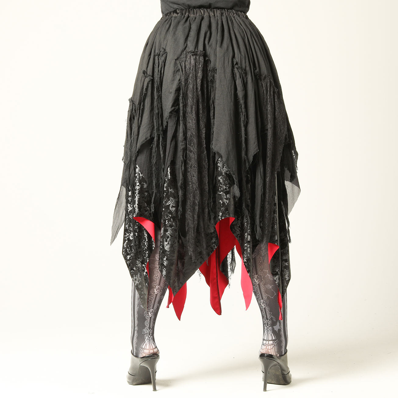 Red Damaged Bat Skirt