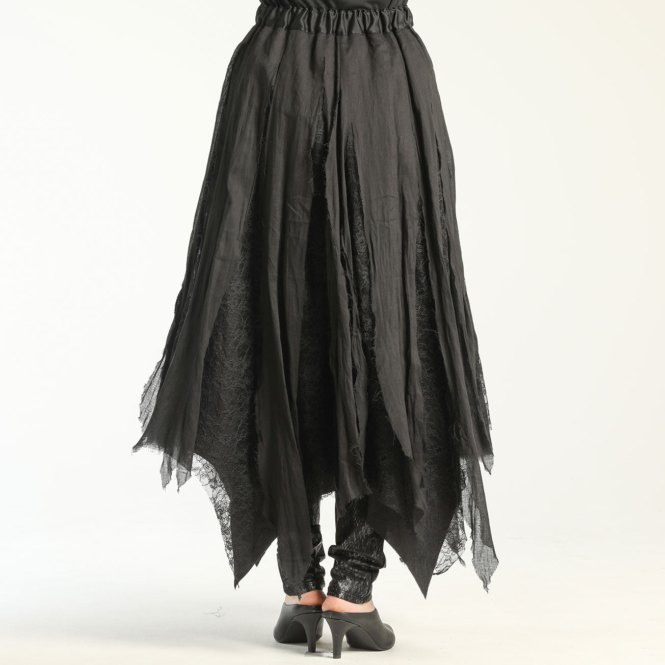 Lace & Gauze Layered Long Skirt