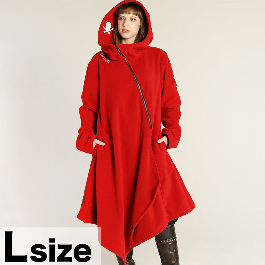 Asymmetric Red Long Hoodie (2 sizes)